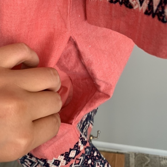 Calypso St. Barth embroidered square neck shift dress pockets pink blue size xs - Picture 4 of 8